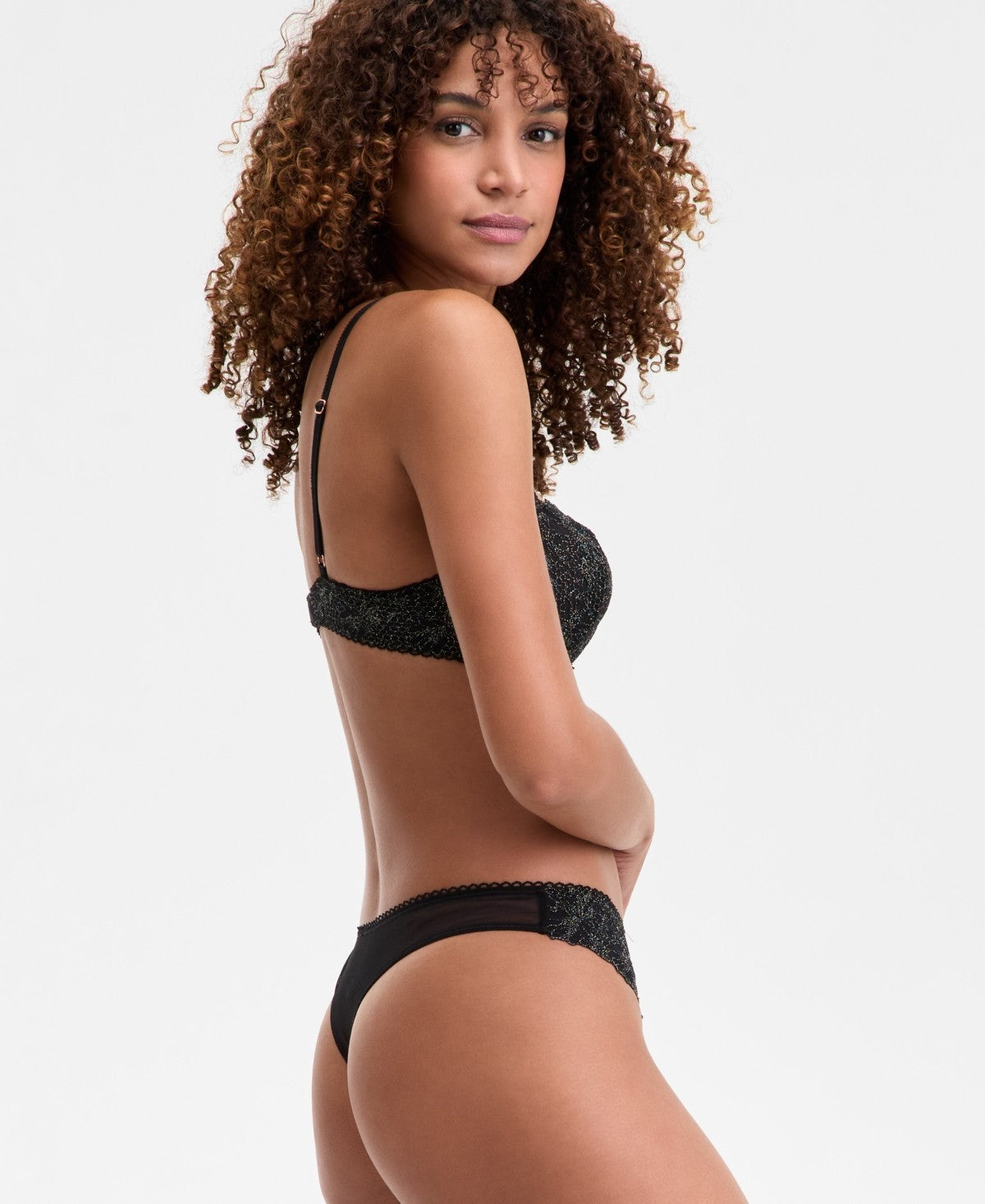 INC International Concepts Lace Balconette Bra – Black