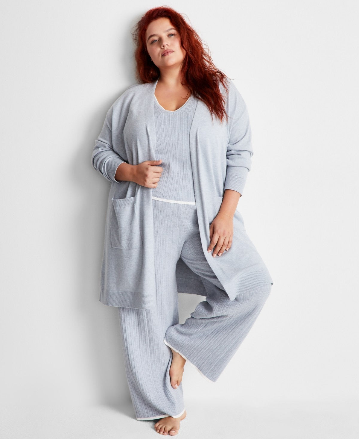 State of Day Sweater-Knit Duster – Blue
