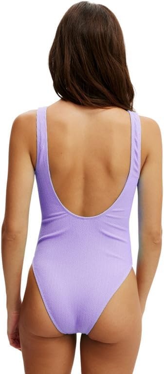 Cotton On Low-Back One-Piece Swimsuit – Ariel Purple Crinkle