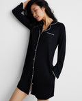 State of Day Notched-Collar Sleepshirt – Black