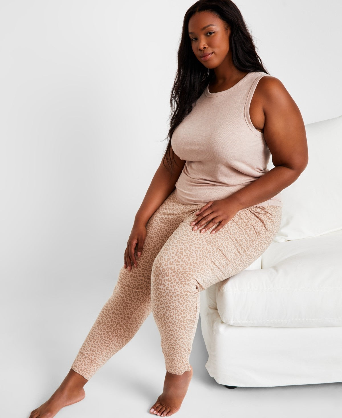 State of Day Ribbed High-Neck Sleep Top – Brown