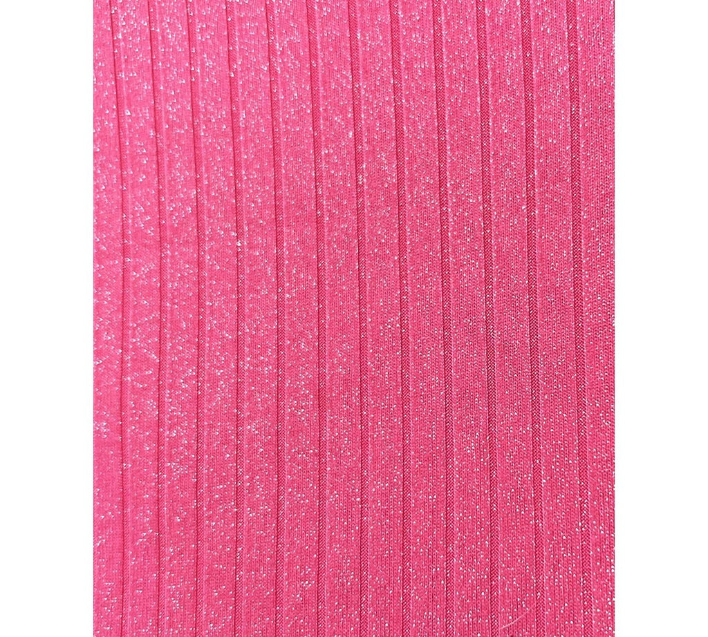 Jaclyn Ribbed Foil-Print Shorts Set – Pink