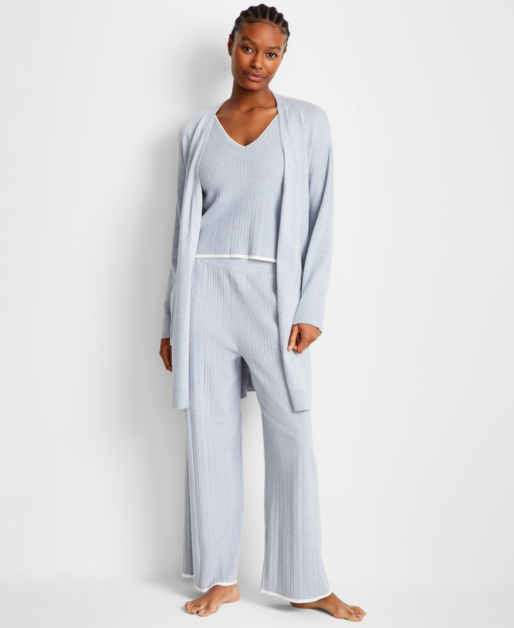 State of Day Sweater-Knit Duster – Blue