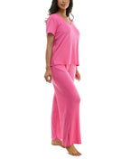 Jaclyn Ribbed Foil-Print Shorts Set – Pink