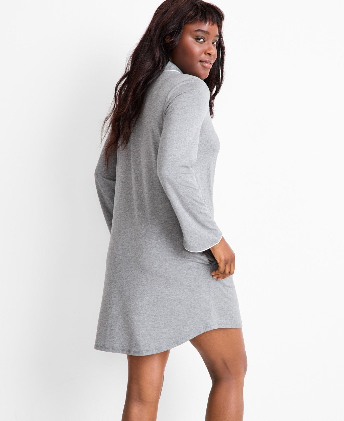 State of Day Notched-Collar Sleepshirt – Gray