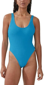 Cotton On Low-Back One-Piece Swimsuit – Bonnie Blue Crinkle