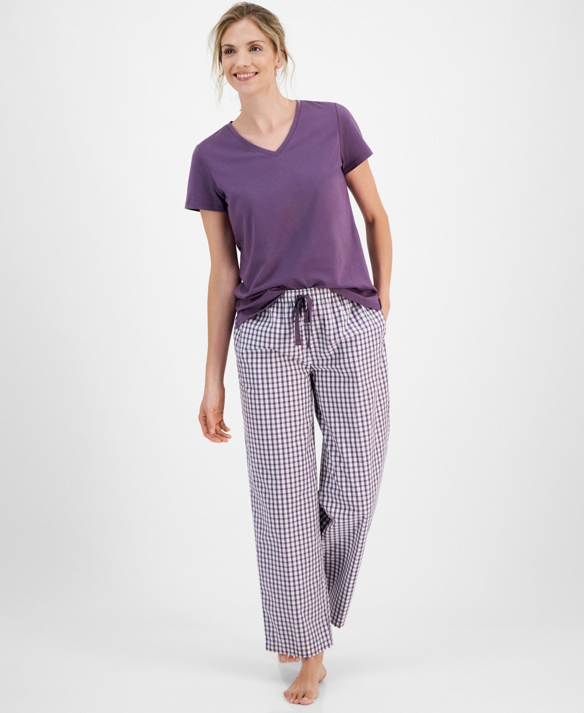 Charter Club Drawstring Pajama Pants – Purple Print
