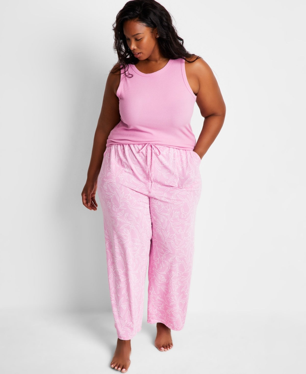 State of Day Printed Pajama Set – Pink